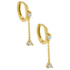 Gold Tiny CZ Chain Drop Huggie Earring - Adina Eden's Jewels