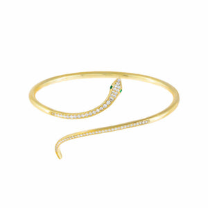 Emerald Green Pavé Snake Bangle - Adina Eden's Jewels