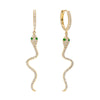 14K Gold / Single Diamond Snake Drop Huggie Earring 14K - Adina Eden's Jewels