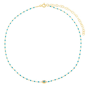 Turquoise Evil Eye Enamel Anklet - Adina Eden's Jewels