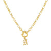 Gold / A / Old English Initial Figaro Toggle Necklace - Adina Eden's Jewels