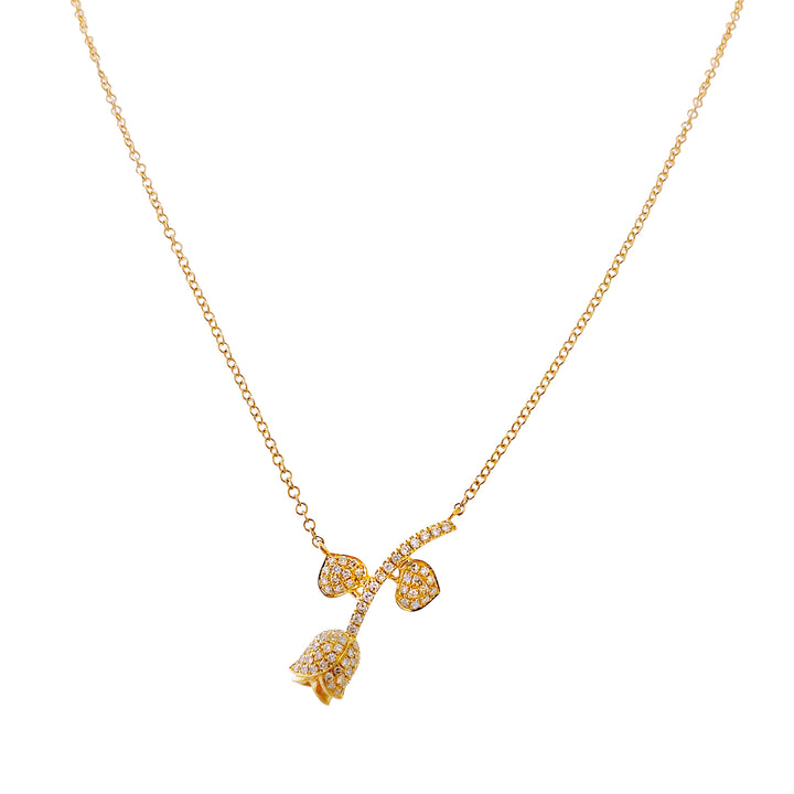 14K Gold Diamond Rose Flower Necklace 14K - Adina Eden's Jewels