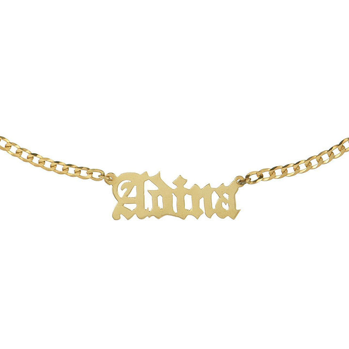 14K Gold Gothic Nameplate Choker 14K - Adina Eden's Jewels