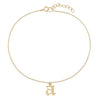 Gold Gothic Initial Dangle Anklet - Adina Eden's Jewels