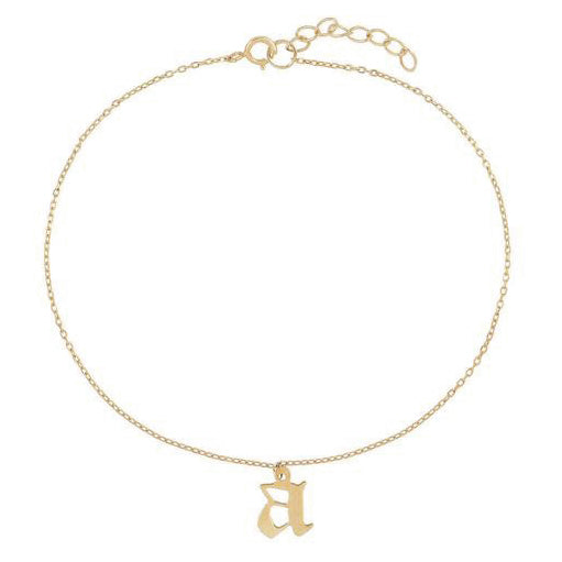 Gold Gothic Initial Dangle Anklet - Adina Eden's Jewels