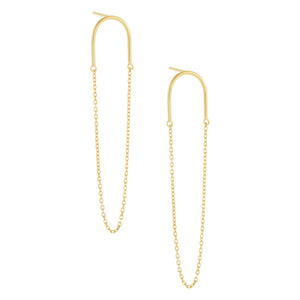 Gold Chain Drop Stud Earring - Adina Eden's Jewels