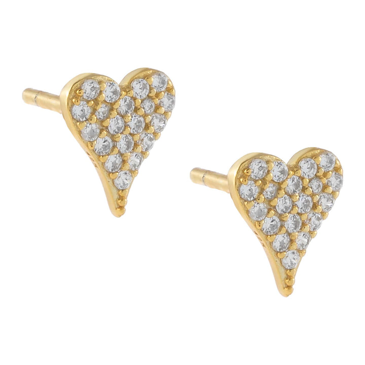 Gold Mini Pavé Heart Stud Earring - Adina Eden's Jewels