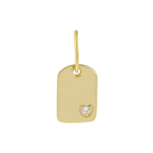 Gold CZ Mini Heart Dog Tag Charm - Adina Eden's Jewels