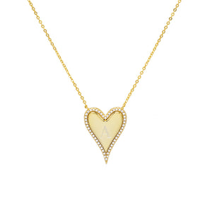 Gold Engravable Pavé Initial Heart Necklace - Adina Eden's Jewels