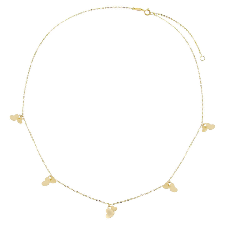 14K Gold Dangling Hearts Necklace 14K - Adina Eden's Jewels