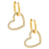 Gold Pavé Large Open Heart Huggie Earring - Adina Eden's Jewels