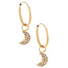 14K Gold CZ Crescent Hoop Earring 14K - Adina Eden's Jewels