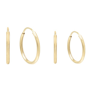 14K Gold Endless Hoop Earring Combo Set 14K - Adina Eden's Jewels