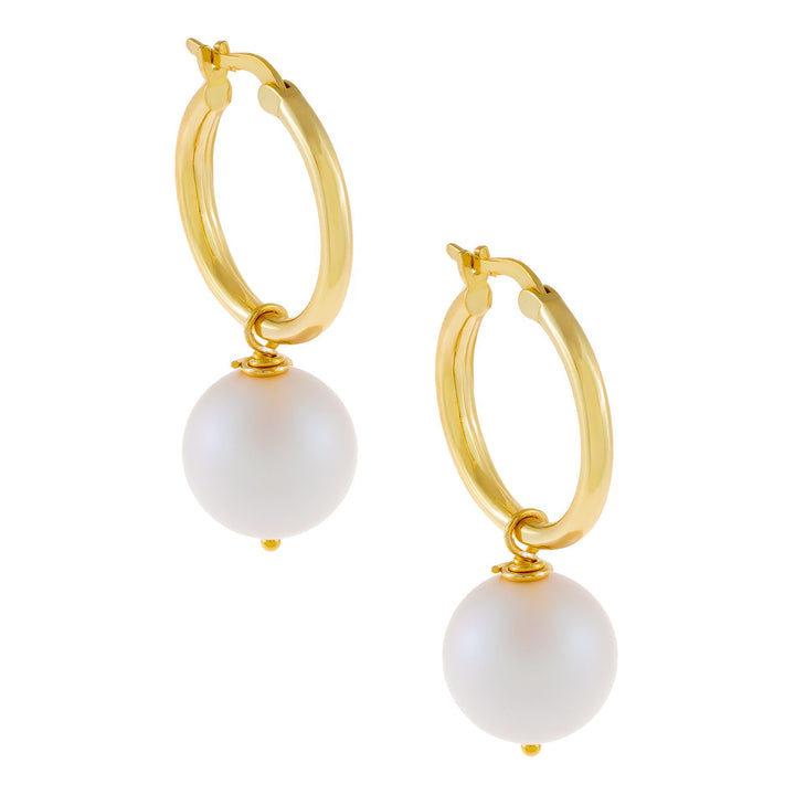 Pearl White White Pearl Hoop Earring - Adina Eden's Jewels