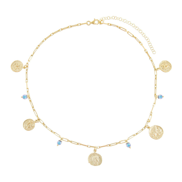  Pastel Pearl X Coin Necklace - Adina Eden's Jewels