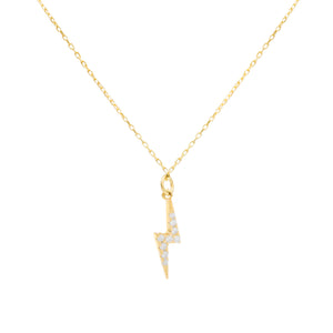 Gold Pavé Lightning Bolt Necklace - Adina Eden's Jewels