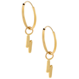 14K Gold Lightning Bolt Hoop Earring 14K - Adina Eden's Jewels