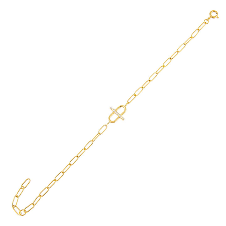 Gold CZ Toggle Multi Link Bracelet - Adina Eden's Jewels