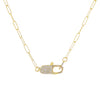 Gold Large Pavé Clasp Oval Link Necklace - Adina Eden's Jewels