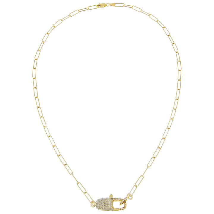  Large Pavé Clasp Oval Link Necklace - Adina Eden's Jewels