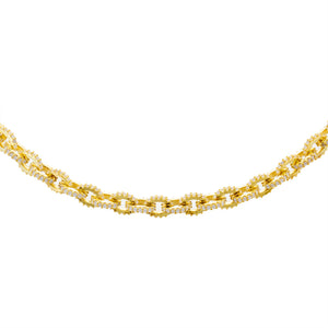 Gold Pavé Circular Link Necklace - Adina Eden's Jewels