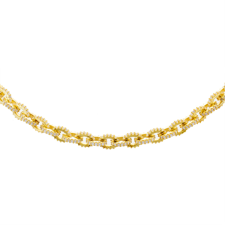 Gold Pavé Circular Link Necklace - Adina Eden's Jewels