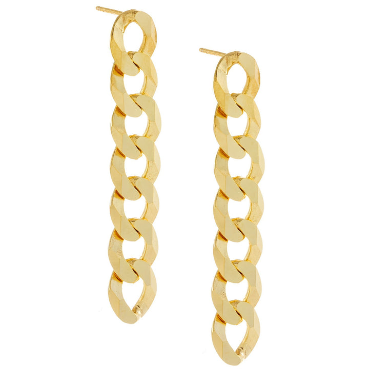 Gold XL Cuban Chain Drop Stud Earring - Adina Eden's Jewels