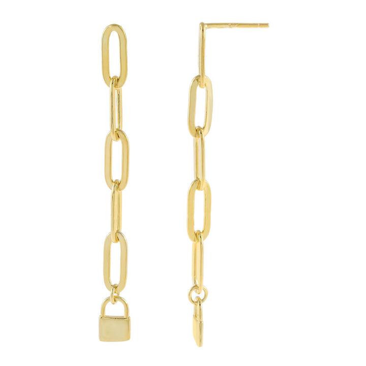 Gold Lock Oval Link Drop Earring - Adina Eden's Jewels