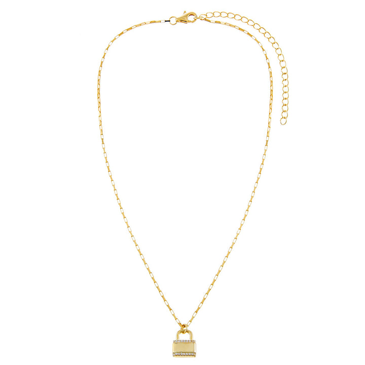  Mini CZ X Solid Lock Link Necklace - Adina Eden's Jewels