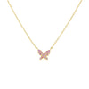 Gold Pavé Mini Pink Butterfly Necklace - Adina Eden's Jewels