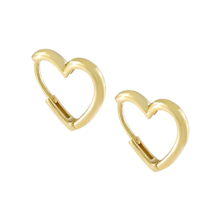 Gold / 15.5 MM Solid Open Heart Huggie Earring - Adina Eden's Jewels