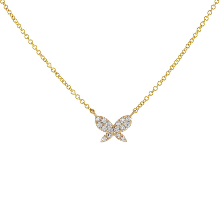 14K Gold Diamond Dainty Butterfly Necklace 14K - Adina Eden's Jewels