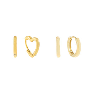Gold Mini Heart Huggie Earring Combo Set - Adina Eden's Jewels