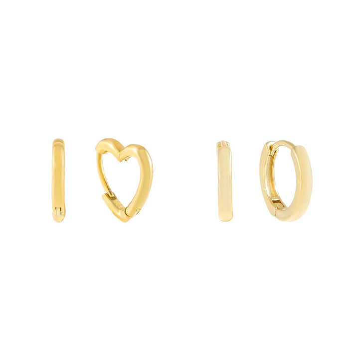 Gold Mini Heart Huggie Earring Combo Set - Adina Eden's Jewels