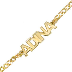 14K Gold Mini Nameplate Bracelet 14K - Adina Eden's Jewels