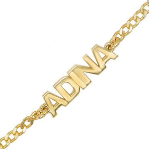 14K Gold Mini Nameplate Bracelet 14K - Adina Eden's Jewels