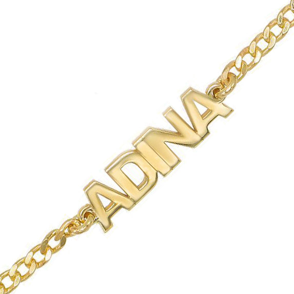 14K Gold Mini Nameplate Bracelet 14K - Adina Eden's Jewels