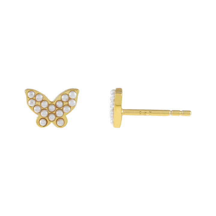 Pearl White Mini Pearl Butterfly Stud Earring - Adina Eden's Jewels