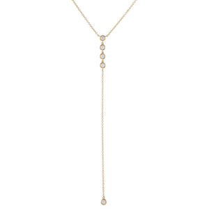 14K Gold Diamond Bezel Lariat 14K - Adina Eden's Jewels