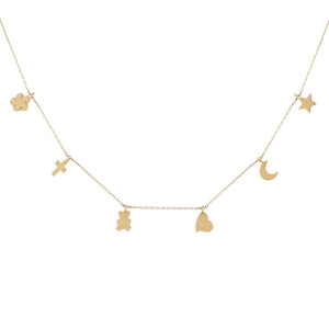 14K Gold Solid Dainty Charms Necklace 14K - Adina Eden's Jewels