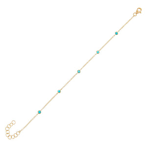 Turquoise Multi Turquoise Bezel Bracelet 14K - Adina Eden's Jewels