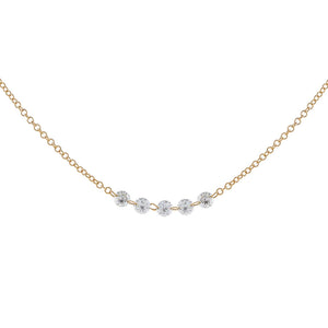 14K Gold Floating Multi Diamond Necklace 14K - Adina Eden's Jewels