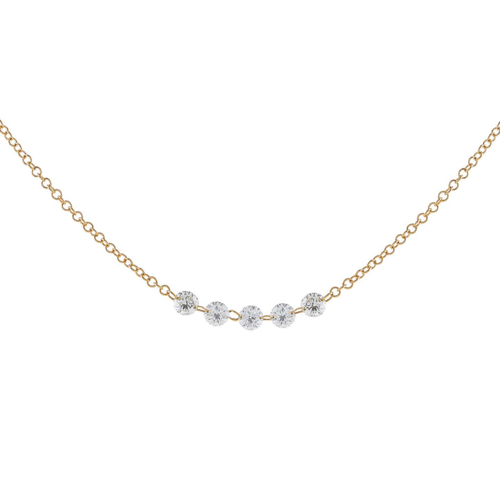 14K Gold Floating Multi Diamond Necklace 14K - Adina Eden's Jewels