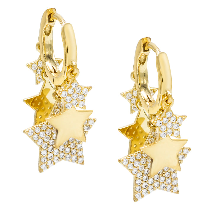 Gold Dangling Stars Huggie Earring - Adina Eden's Jewels