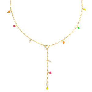 Multi-Color Multi Neon Link Lariat - Adina Eden's Jewels