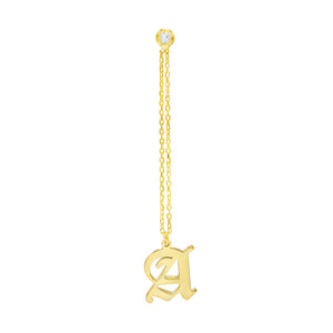 Gold / Single / A Old English Initial Drop Stud Earring - Adina Eden's Jewels