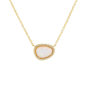 Gold CZ X Opal Stone Necklace - Adina Eden's Jewels