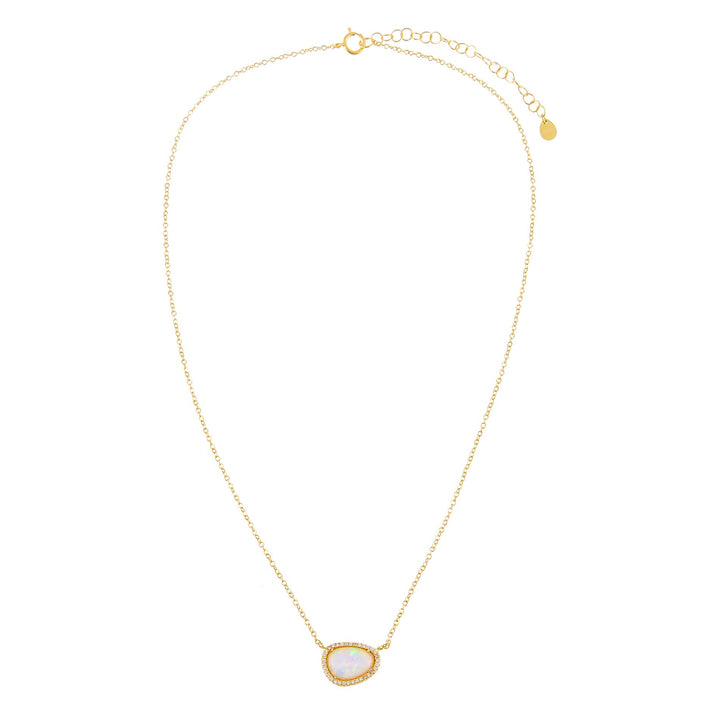  CZ X Opal Stone Necklace - Adina Eden's Jewels