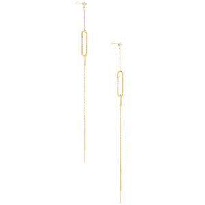 Gold CZ Oval Drop Stud Earring - Adina Eden's Jewels