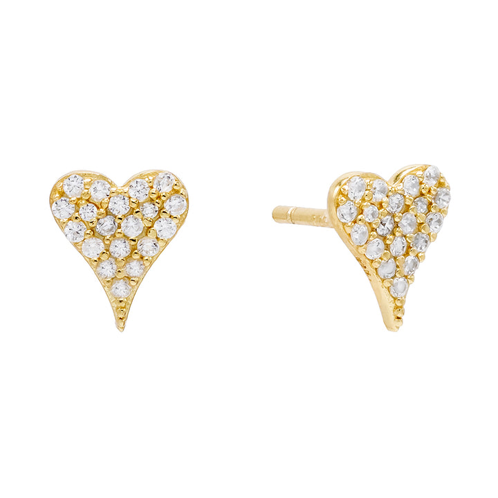 Gold Heart Pavé Stud Earring - Adina Eden's Jewels